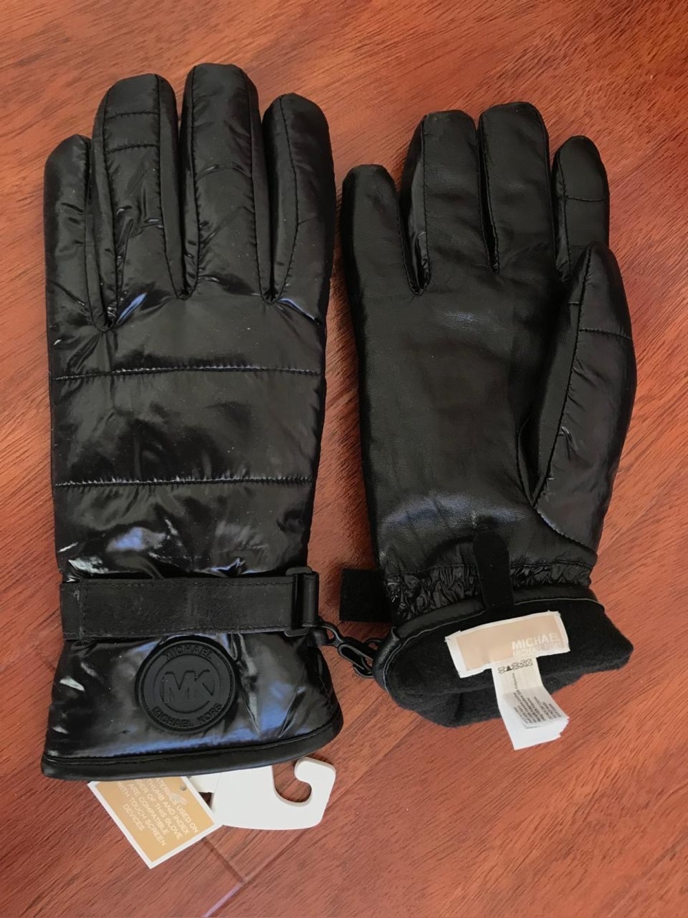 Michael Kors Quilted Nylon and Leather Tech Gloves.